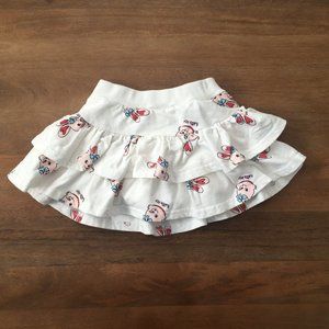 Daily Bebe white skirt with rabbit heads and attached shorts
